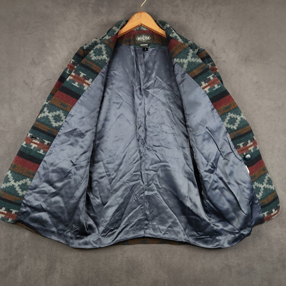 Vintage Braetan Blazer Womens Small Teal Burgundy Southwestern‎ Aztec Wool Blend - Picture 3 of 11